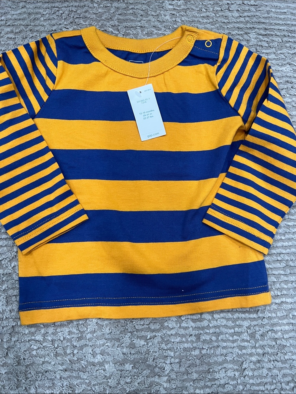 Baby Gap- Kids Long-Sleeve Striped Shirt - Yellow & Navy